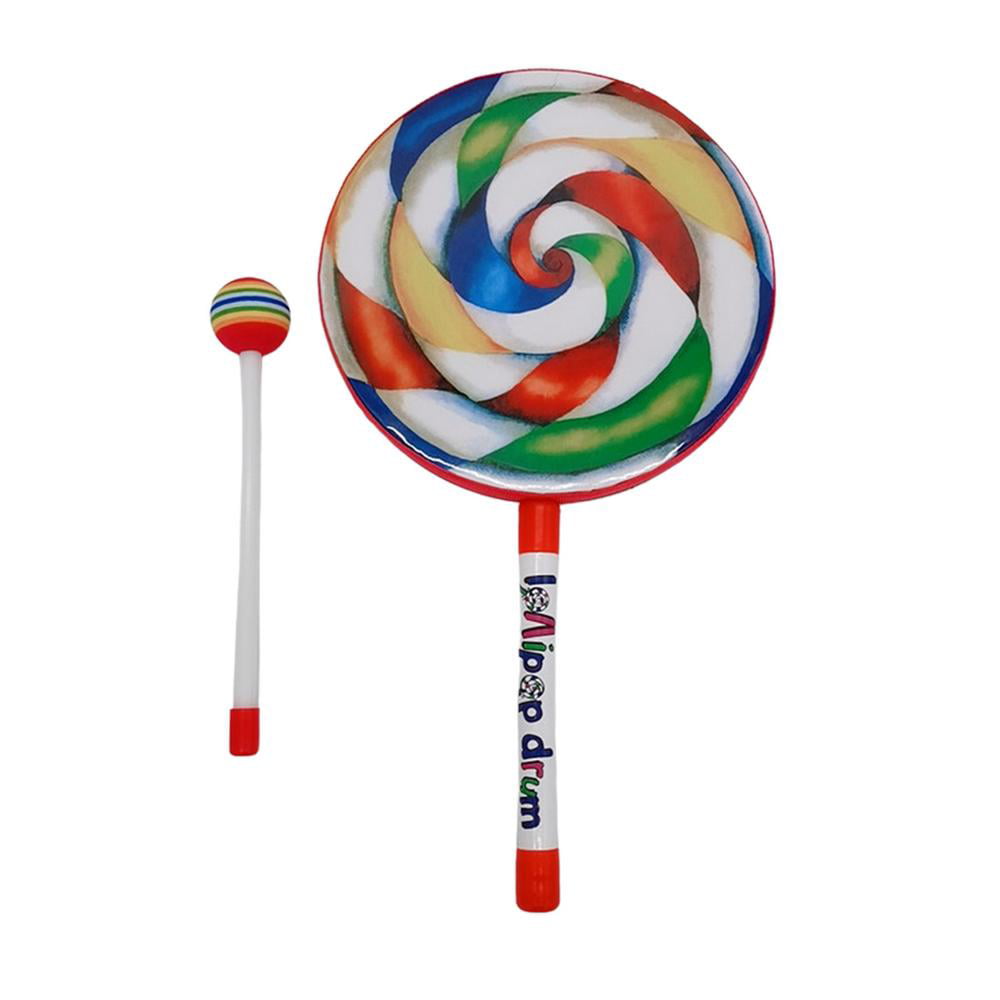 10'' Lollypop Hand Drum w/ Mallet Hand Percussion Kids Educational Toy Gift 