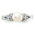 thumbnail image 4 of 14K White Gold 6mm FW Cultured Pearl AA Diamond Ring Size 6, 4 of 7