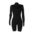 thumbnail image 2 of Snoarin Summer Plus Size Cargo Capris for Women Ribbed Jumpsuits Ribbed Workout Rompers Long Sleeve Exercise Zipper Jumpsuit Trousers for Women on Clearance, 2 of 7