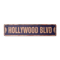 HOLLYWOOD BLVD Vintage Plastic Street Sign california boulevard CA tinsel town | Indoor/Outdoor |  36" Wide