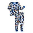 thumbnail image 5 of Wonder Nation Toddler Boys or Girls Cotton Snug Fit Long Sleeve Pajama Top and Pants Set, 4-Piece, Sizes 12M-5T, 5 of 5