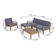 thumbnail image 3 of Sally Outdoor Acacia Wood 4-Seater Sectional Sofa Set with Coffee Table and Cushions, 3 of 10