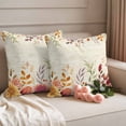 thumbnail image 2 of Red Orange Floral Fall Outdoor Waterproof Pillow Covers, Thanksgiving Eucalyptus Leaves Autumn Decorative Square Throw Pillowcase Sofa Cushion Sham for Patio/Couch/Chair, 20"x20" 2 Pack, 2 of 8