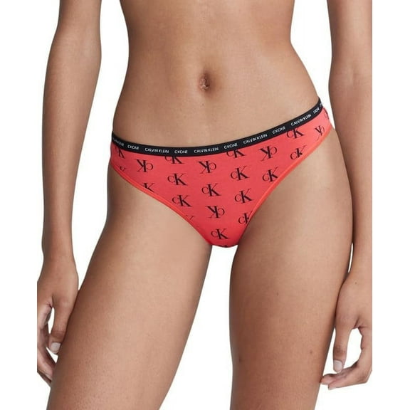 Calvin Klein Women’s CK One Cotton Singles Thong Underwear, Red, Large
