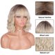 thumbnail image 2 of Peluca hasta los hombros Pelucas de cabello ondulado y rizado Pelucas de color rubio y raíces oscuras para mujeres con flequillo, 2 of 5