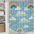 thumbnail image 5 of Shower Curtain 4 Piece Set with Non-Slip Rugs Toilet Lid Cover And Bath Mat Bathroom Decor Set Rainbows And Clouds Waterproof Shower Curtain Retro Nursery Rainbow Sun Cloud for Bathroom Decor Set, 5 of 8