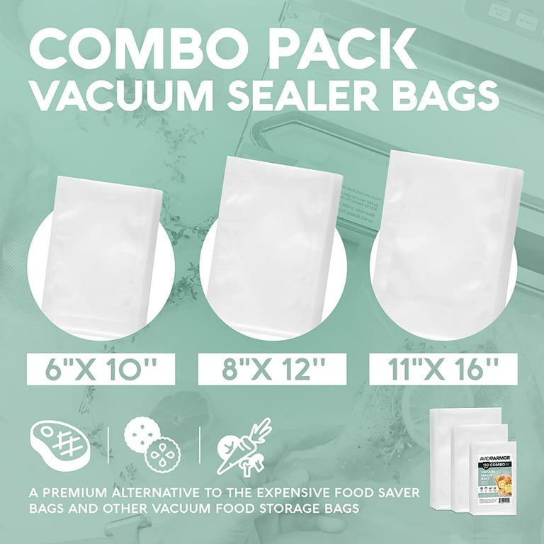 Avid Armor 8x12 Vacuum Seal Bags, Clear, 100 Quart Vacuum Sealer Bags