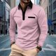 thumbnail image 1 of pstuiky camisas de manga larga para hombre, Camisa informal de manga larga para hombre, color liso, con cuello vuelto, escote en V y botones Tops casuales para hombres xl, 1 of 6