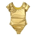 thumbnail image 6 of Zaldita Womens Short Sleeve Leotard Wet Look Patent Leather Bodysuit for Ballet Gymnastics Dance Gold L, 6 of 7