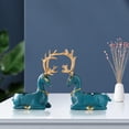 thumbnail image 3 of Pareja Deer Estatua Animal Estatua Artesanía Resina Para Office Home Azul Fernando Cenicero de estatua de ciervo, 3 of 7