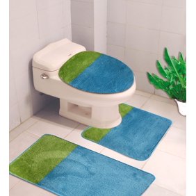 3 Pc Lime Green Bathroom Set Bath Mat Rug Contour And Toilet Lid