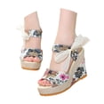 thumbnail image 2 of LFXJVY Sandals For Women Wedge Heel Platform Ankle Strap Backstrap Lace Up Floral Open Toe Holiday Party Summer Dressy Hot Pink 37, 2 of 7