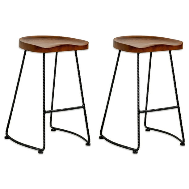 Potter Wood Counter Stool With Rustic, Wood Counter Stools With Metal Legs