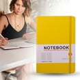 thumbnail image 2 of Aonity Yellow A5 Binder Notebook (100 Sheets/200 Pages)， A5 Strap Belt Waist Seal Notebook Book Hard Cover Imitation Leather Elastic Strap Hand Book Diary 160 Pages Horizontal Line, 2 of 9