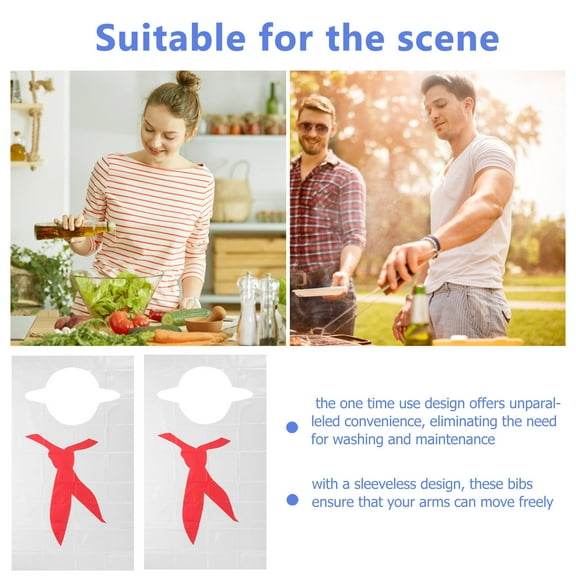 Raindrops Red Plastic Adult Bibs for Easy Use and Multipurpose 100Pcs