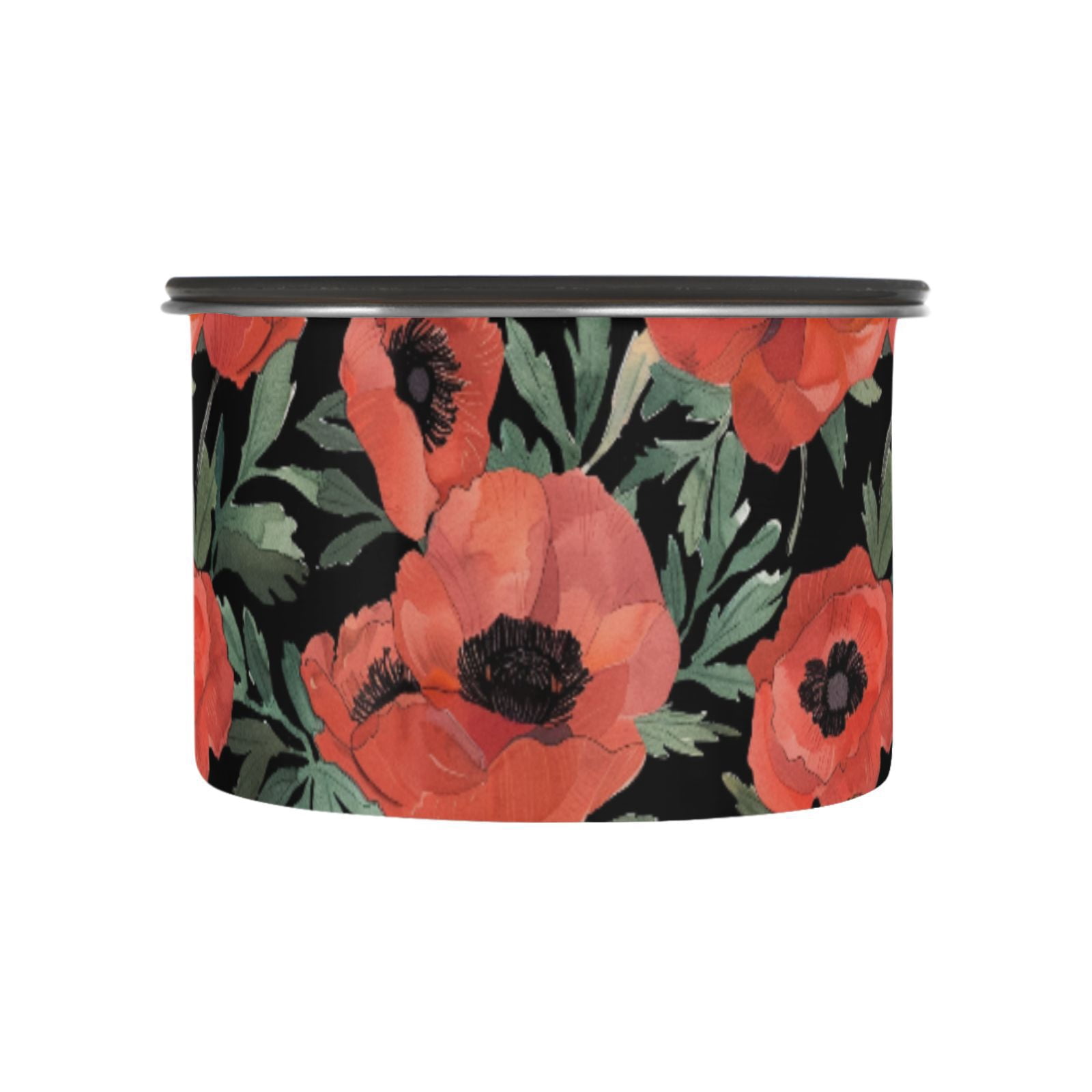 Poppy Flowers Airtight Coffee Bean Canister 900 ml Food Storage Containers with Lids For Gournd, Tea, Sugar, Flour, Rice, Cereal, Candy Cookie Jar