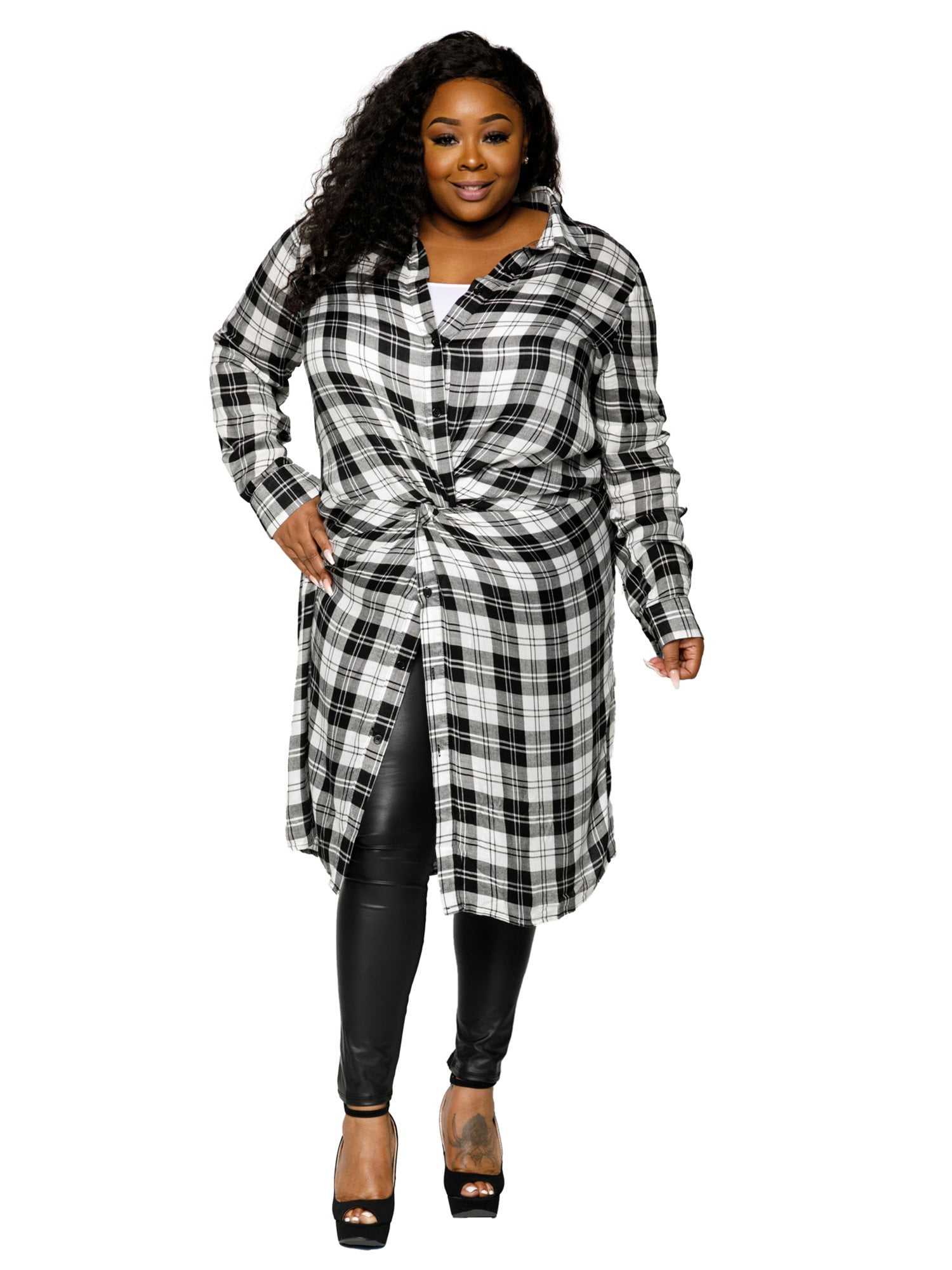 plus size flannel shirt dress