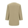 thumbnail image 4 of Womens Summer Linen Dressy Blouses, 3/4 Sleeve Shirts for Women Lightweight Casual Loose Fit Solid Color Button Down V Neck T-Shirts, 4 of 6