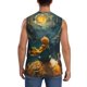thumbnail image 4 of Balery Whimsical Starry Night Scene Camisetas sin mangas para hombre, absorbe la humedad y protege contra el mal olor.-Small, 4 of 7