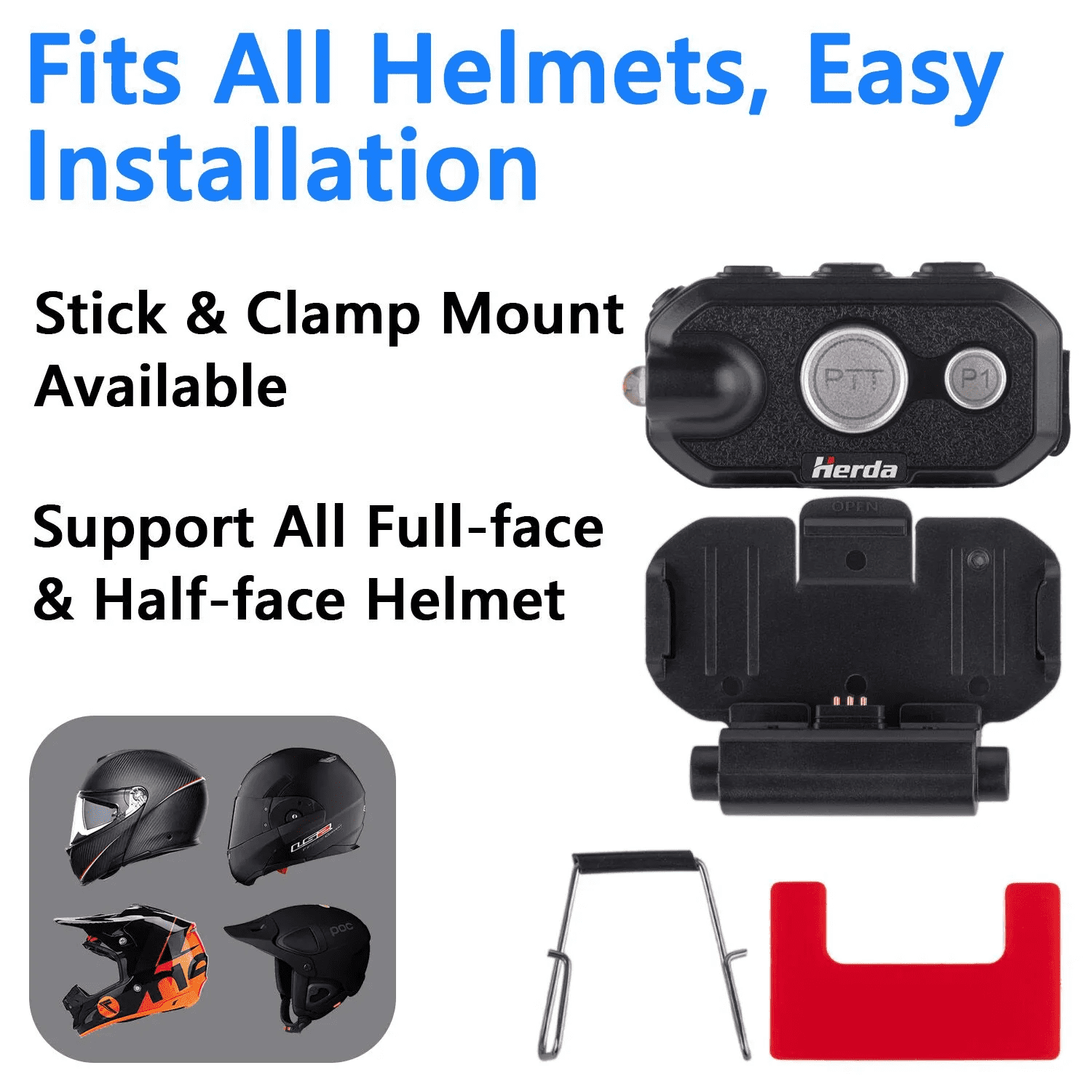 Helmet Headset with Torch and Handlebar PTT Controller - with K1 Radio Bluetooth Adapter