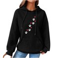 thumbnail image 2 of Pounoo Waffle Knit Hoodies for Women Cute Dog Paw Heart Gift Print Long Sleeve Tops Winter Warm Pet Owner Top With, 2 of 4