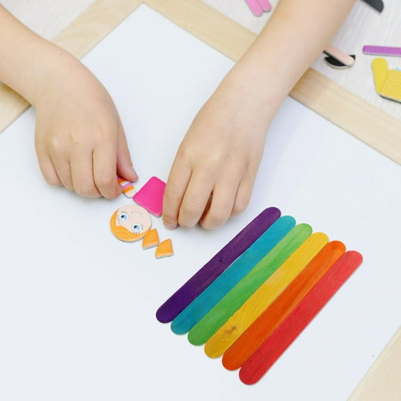 Masteelf 100pcs Popsicle Sticks Ice Cream Sticks Wood Craft Sticks Wax Sticks Stir Sticks for Crafts Wide Popsicle Sticks Classroom Art Supplies