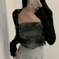 thumbnail image 4 of Women Thumbhole Long Sleeve Bolero Shrug Solid Color Open Front Cropped Cardigan Top Bodycon Slim Fit Sunscreen Arm Cover for Jacket Shirts, 4 of 20