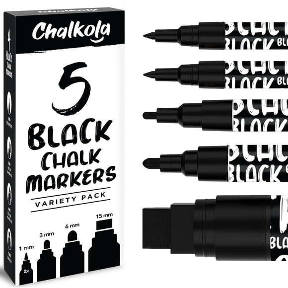 Marcadores de tiza líquida Chalkola Black para pizarra, 5 unidades