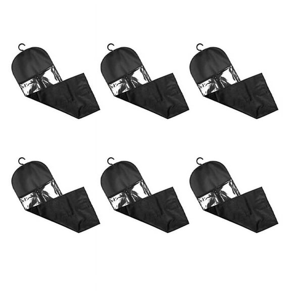 6PCS Hair Extension Holder Wig Storage for Multiple Wigs Holder Wig Bags with Hanger Hair Extension Storage Black