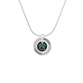 thumbnail image 2 of Delight Jewelry Silvertone Green Paw on Black Disc Hockey Ring Charm Necklace, 18", 2 of 4