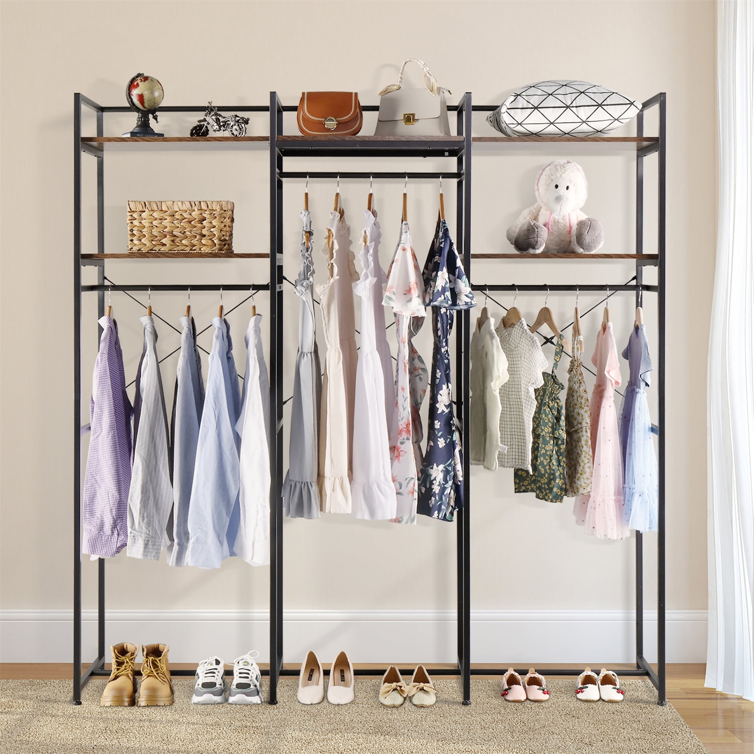 71" Heavy Duty Metal Clothes Storage Racks, Closet Organizer Garment