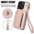 thumbnail image 4 of Allytechgroup Case for iPhone 16e with Credit Card Slot, Built-in Shoulder Strap Stand PU Leather Wallet RFID Blocking Phone Case Shockproof Protective for iPhone 16e, Rosegold, 4 of 8
