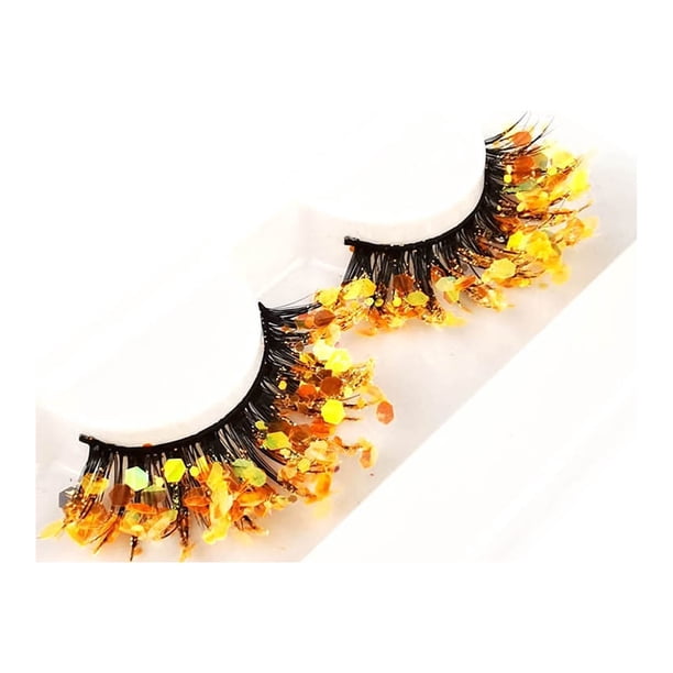 Pestañas postizas fluorescentes de color natural, maquillaje nude, maquillaje de escenario, purpurina, lentejuelas, taladro, pestañas gruesas y exageradas.