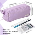 thumbnail image 3 of Rirool Large Capacity Pencil Case with Initial Letter, Expandable Pencil Pouch with Zipper, Cute Aesthetic Pen Bag for School Supplies, Kids Teen Girls Adults Purple, 3 of 6
