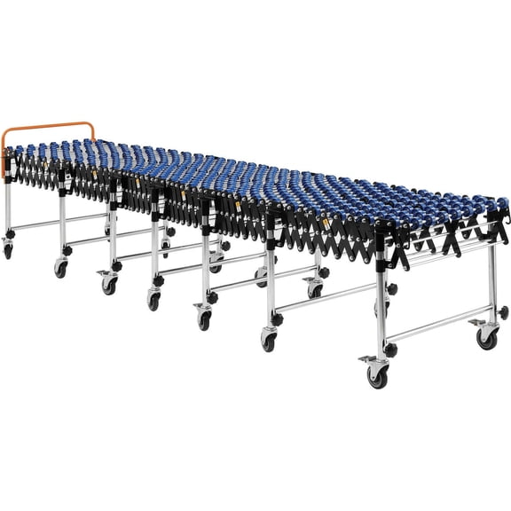 24"W Portable Flexible & Expandable Conveyor, Nylon Skate Wheels, 6'2" to 24'8"
