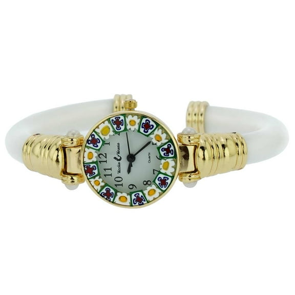 GlassOfVenice Murano Glass Millefiori Bangle Watch - White Gold