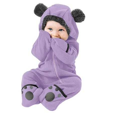 

Chenyuanyuan Baby Boy Girl Bear Ears Footed Hooded Romper Jumpsuit Coat Size 18-24 Months