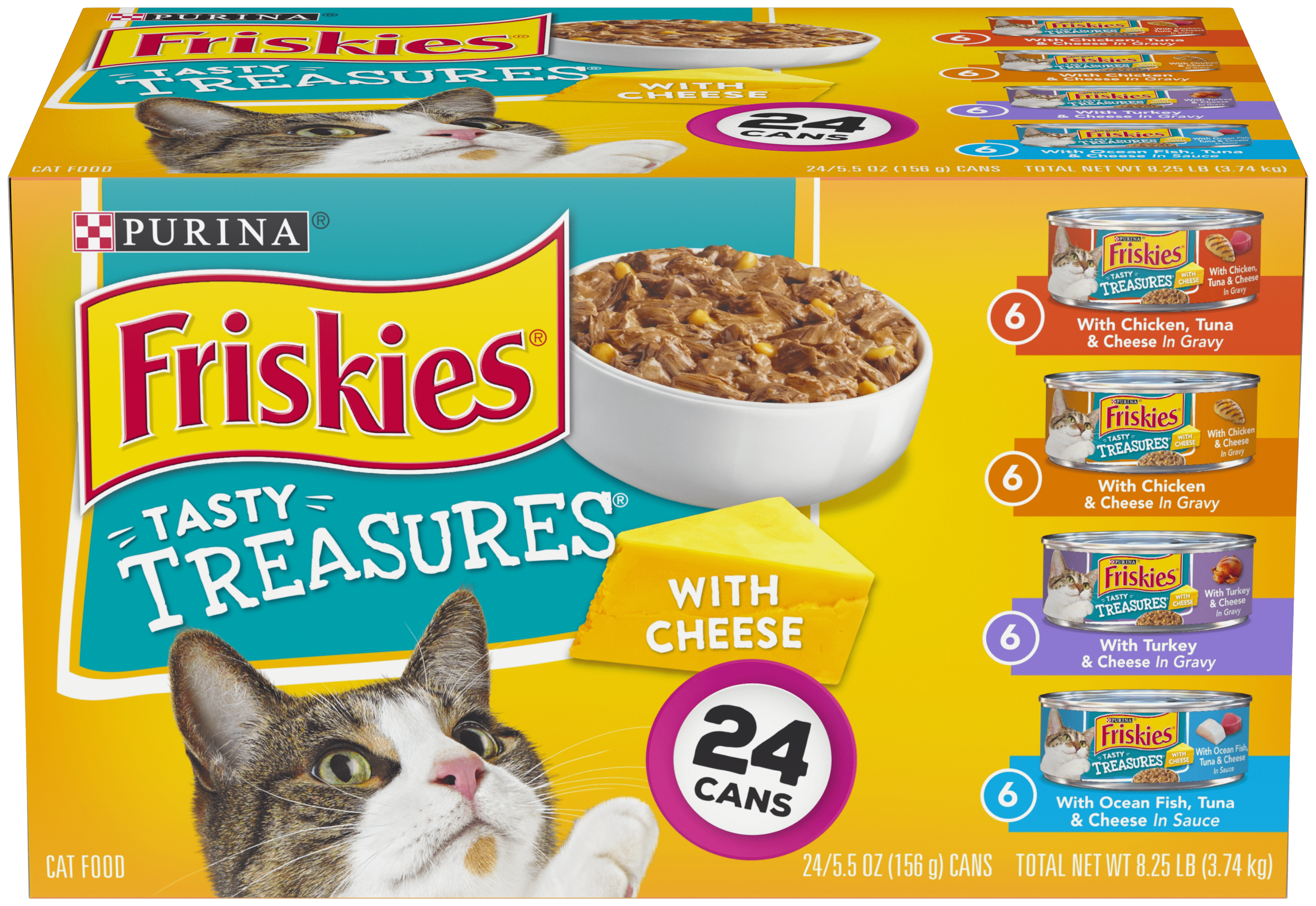 (24 Pack) Friskies Gravy Wet Cat Food Variety Pack, Tasty Treasures