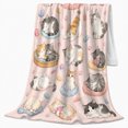 thumbnail image 2 of Sleeping Kittens Watercolor Pink Pattern Whimsical Gentle, Playful Pet Portrait Pattern, Warm Flannel Blanket for Living Room and Bedroom, Cat Lovers Just Because Gift, Pet Lover Home Decor, 2 of 9