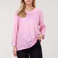 thumbnail image 2 of Dpytoraw Women's Casual V Neck Pullover 3 4 Sleeve Solid Color Base Top Plus Size Tops, 2 of 5