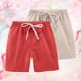 thumbnail image 2 of EnJoCho 2 Pack Childrens Cotton Linen Shorts Summer Beach Vacation Shorts Baby Boys Girls Colorful Linen Pants Lightweight Casual Shorts Playwear Bottoms, 2 of 3