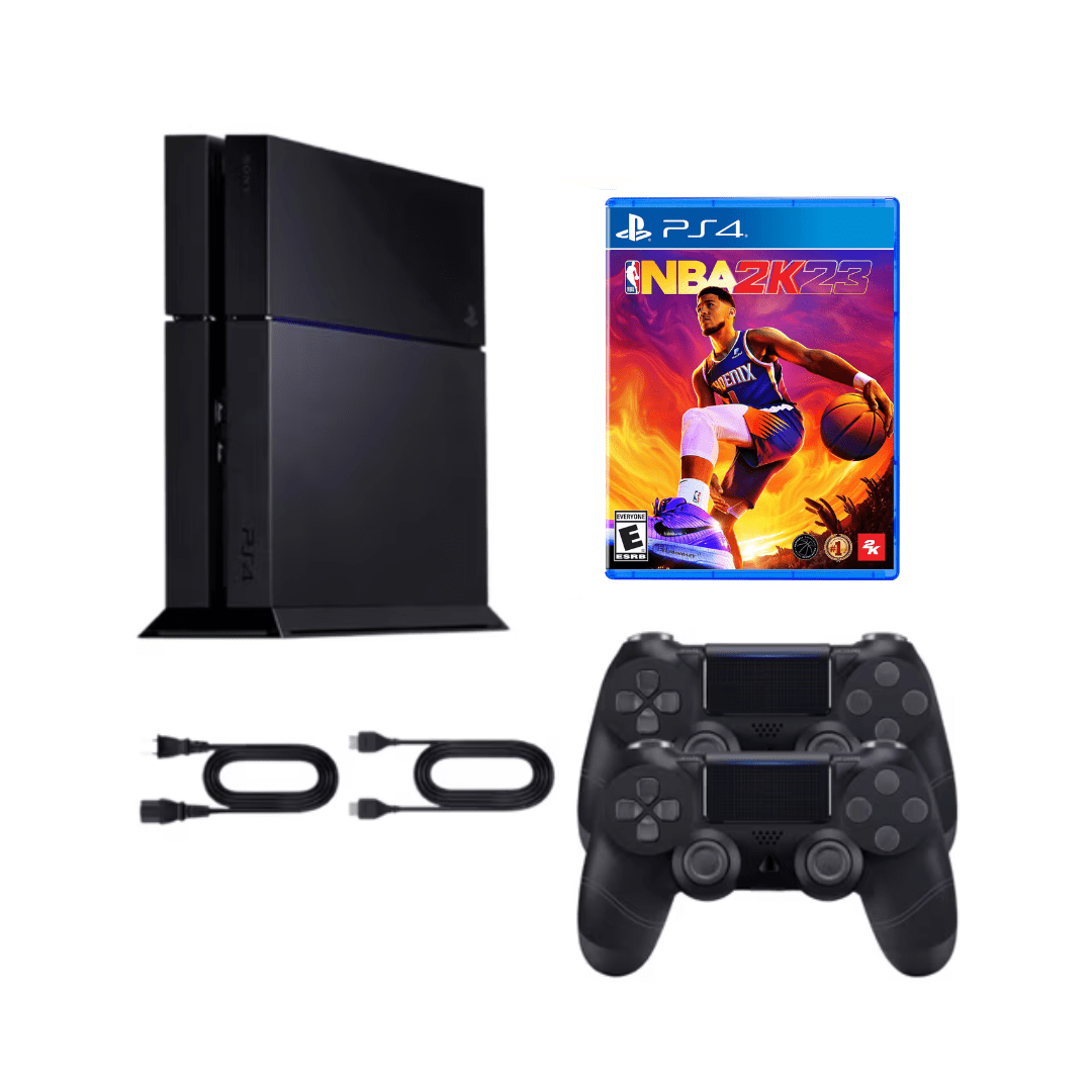 Sony PlayStation 4 PS4 1TB Original Console - Refurbished Bundle with NBA 2K23 Game and 2 RetroFam Wireless Controllers