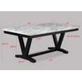 thumbnail image 2 of Modern White Faux Marble Dining Table - 72" Rectangular, Black V-Base, Seats 6, Wood, for Dining Room. Stylish & Durable, Formal Look., 2 of 6