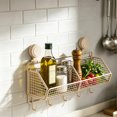 thumbnail image 4 of Hanging Wire Fruit Basket with Suction Cup, Hanging Fruit Baskets for Kitchen Counter, Wall Basket for Kitchen Bathroom Pantry, Space Saving Hanging Kitchen Baskets for Wall Mount Storage, 2 Grid, 4 of 5