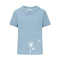 thumbnail image 4 of Spring Tops for Women Viikei Womens Blouses Clearance under $10,Plus Size Tops for Women Dressy,Women's Casual Style Casual Printed Short Sleeve Blouse V-Sleeve Blouse/Shirt Light Blue XL, 4 of 4