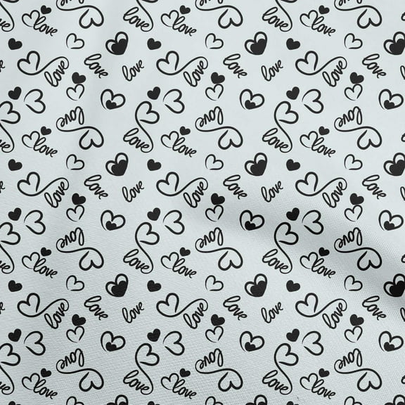 oneOone Polyester Spandex Black Fabric Valentine Love Heart Sewing Fabric By The Yard Printed Diy Clothing Sewing Supplies 56 Inch Wide