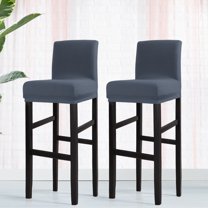 PiccoCasa 2 Pack Stretch Spandex Bar Stool Covers for Short Back Chair, Slategray