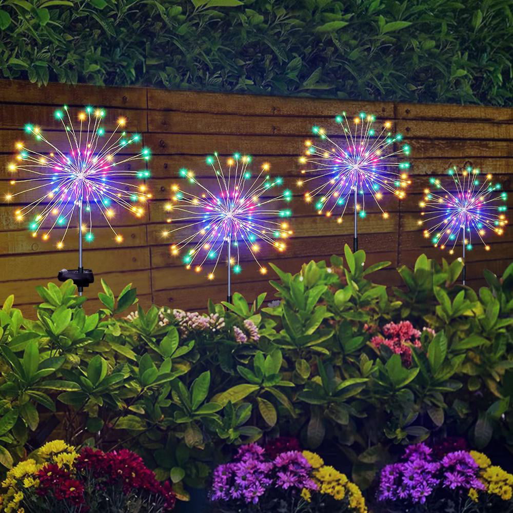 Pack Solar Firework Lights, Landscape Path Lights Outdoor 120 Led  Inserted Walkway Ground Garden Induction Lamp, Colorful