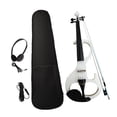 thumbnail image 4 of Conjunto de violín eléctrico con estuche de transporte y accesorios para violín, madera maciza, silencioso. Blanco, 4 of 9