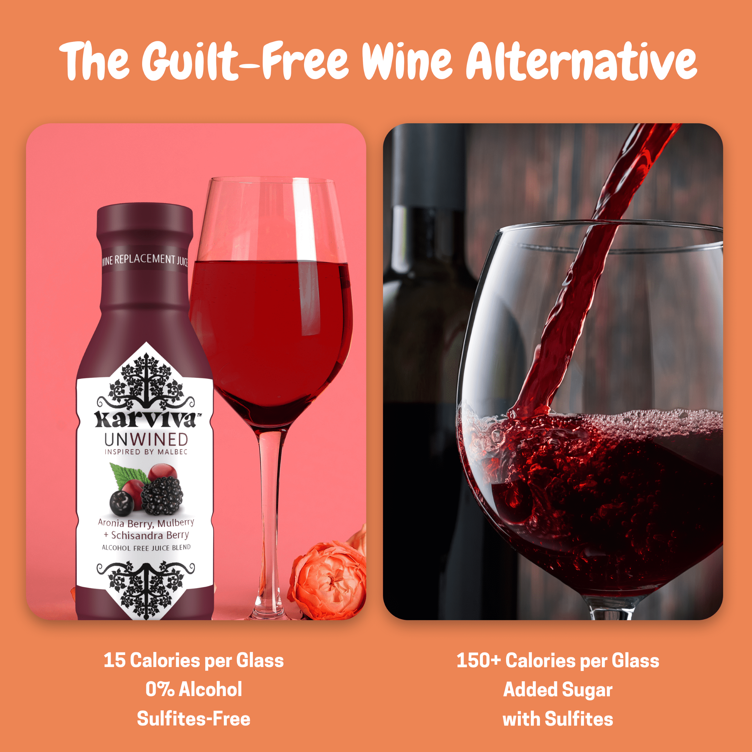 Karviva Unwined Non-Alcoholic Wine, Organic Malbec Alternative, 4-Pack, 12 fl oz, Low-Sugar, Sulfite-Free, Herbal Antioxidant Blend, Perfect for Mocktails & Cocktails